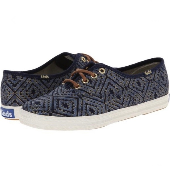 Keds Champion Shoes Geometric Metallic Navy sz 8.5 - Picture 1 of 10